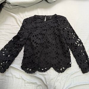 Ann taylor crochet blouse black